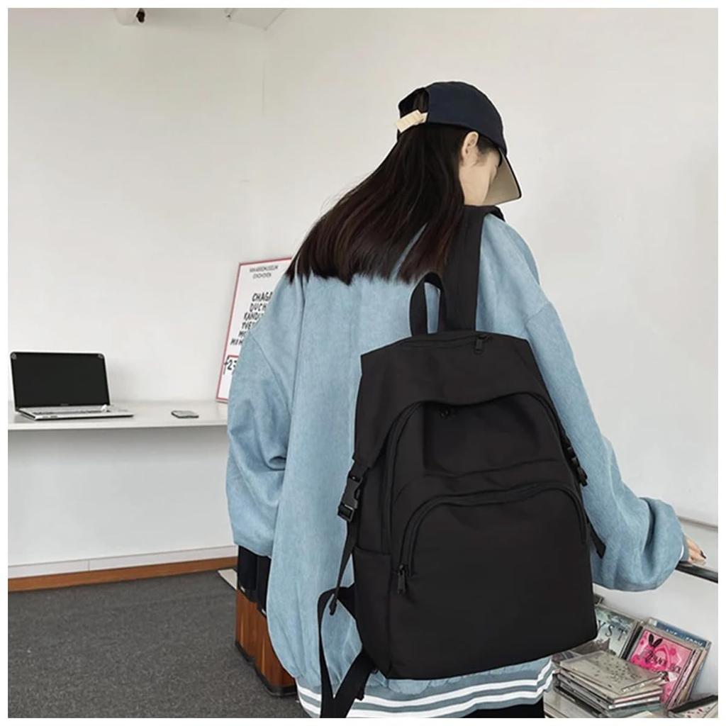 Rucksack for Women and A4 For Commuting To Simple Backpack [DIVA Rose] Men, Storage, Waterproof, Adults, Stylish, Plain, Backpack, School, (Black)