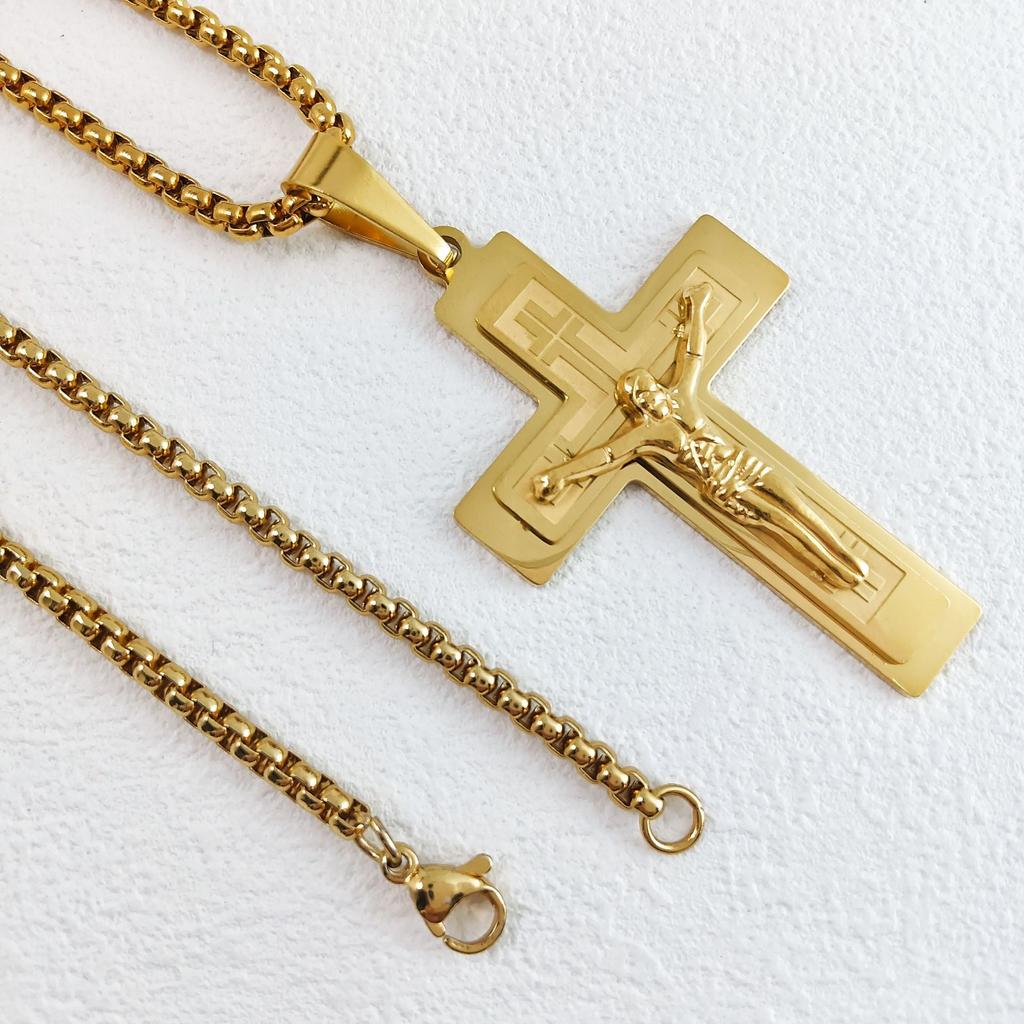 Новое плоское ожерелье из нержавеющей стали с крестом, ювелирные аксессуары
