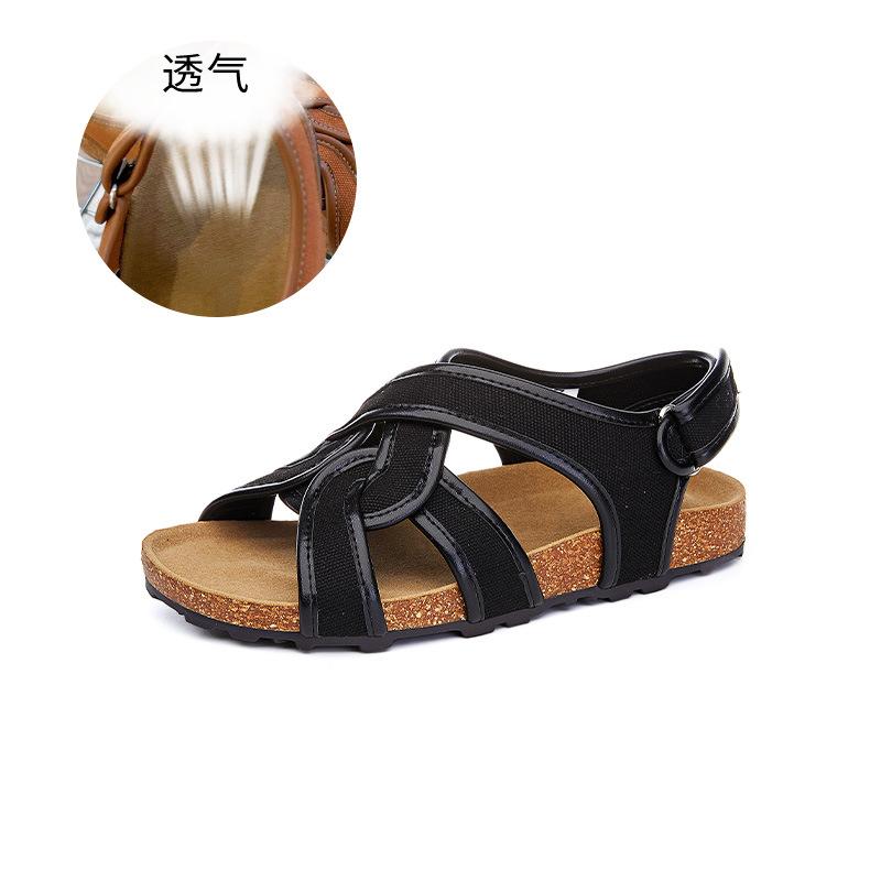 New Cross-strap Sandals Women's 2025 Summer Flat Casual Outerwear Beach Sandals Velcro Retro Women's Shoes Trend