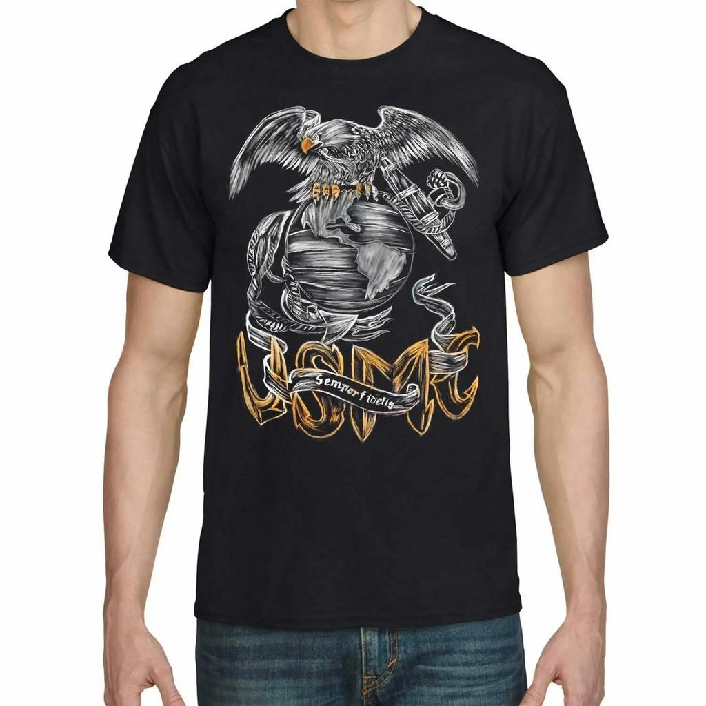 US Marine Corps Eagle Globe and Anchor Badge Military Physical Training T-Shirt. Premium Cotton Short Sleeve O-Neck Mens T Shirt
