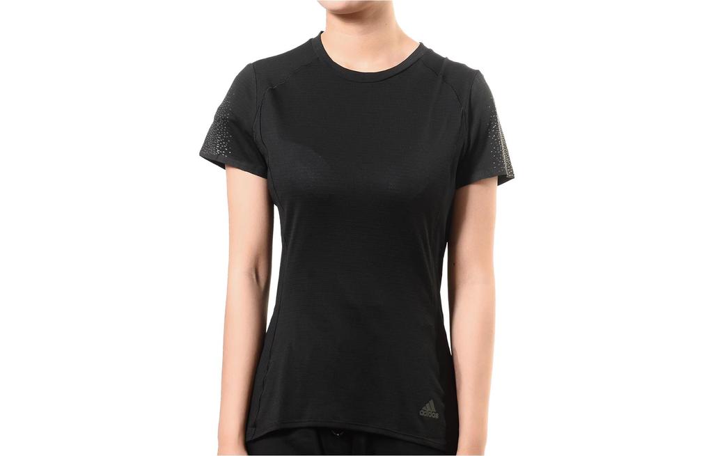 Adidas T Shirts Women's Black Crew Neck Moderate Straight Fit CG1096