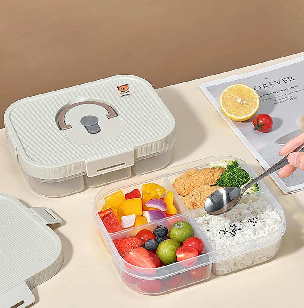 Пластиковый ланч-бокс с отделениями для микроволновки с крышкой, контейнер для еды большой вместимости для горячей и холодной пищи, герметичный бенто-бокс для детей и студентов