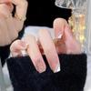 Glitter Nude Crushed Diamond False Nail Tips for Gentle Temperament