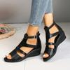 Women's Sandals Fashion Buckle Shoes Open Toe Wedge Casual Platform Shoes Women Plus Size 43 Sandals Women