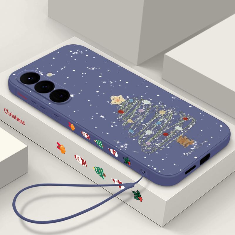 Матовый тонкий чехол Dream Merry Christmas Tree Pattern для Samsung Galaxy S24 Ultra S23 FE S22 A55 A54 A34 A35 A52, мягкий противоударный чехол из ТПУ со шнурком