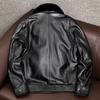 New Genuine Leather Jacket Men Real Cowhide Fur Collar Flight Coat Winter Padded Jacket