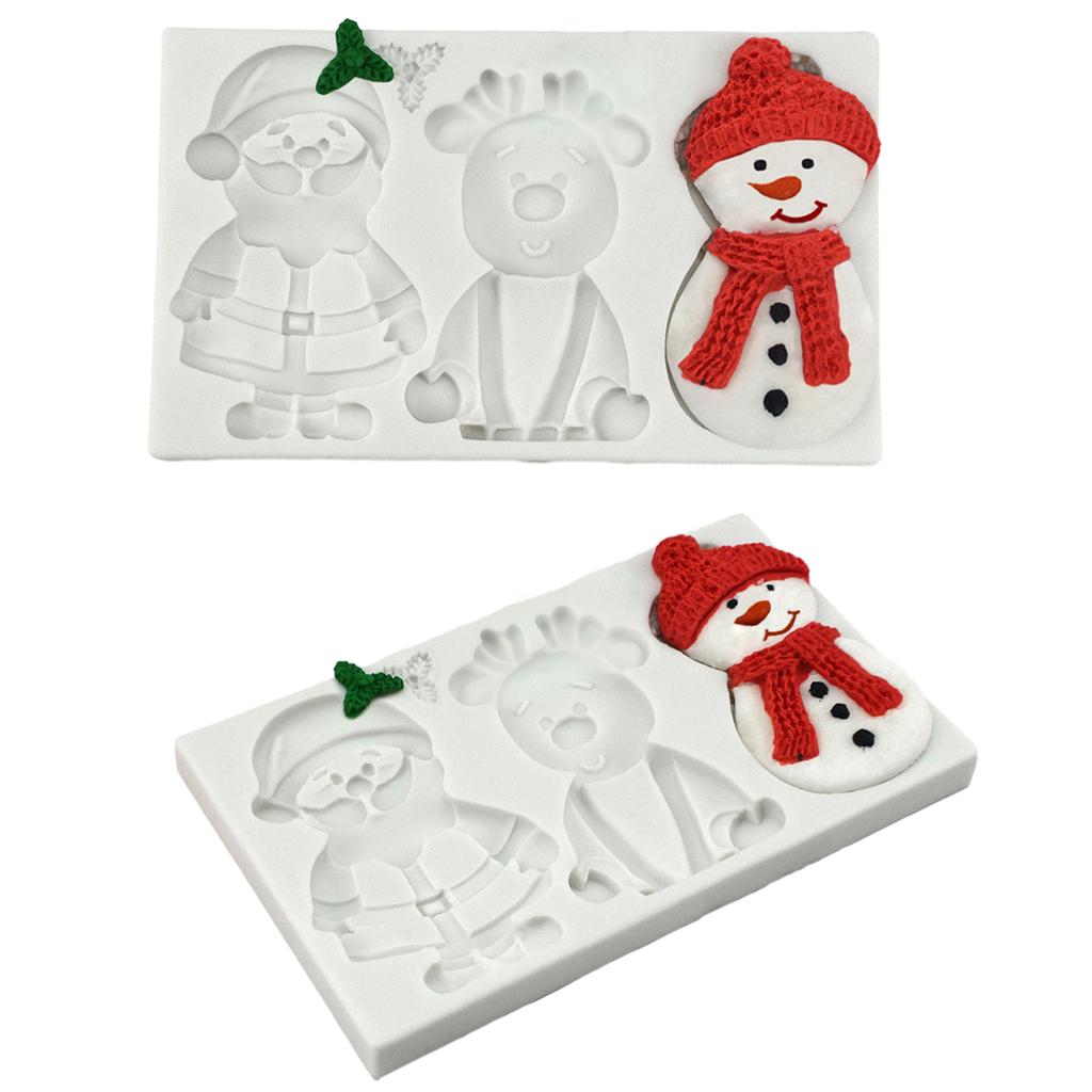 Christmas Santa Silicone Mold Reindeer Shape Baking Tools Handmade Snowman Cake Casting Mould for Baking Enthusiast