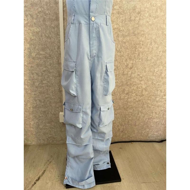 High Street сексуальные комбинезоны с открытыми плечами женские без бретелек пуговицы Y2k брюки-карго женские корейские карманы дизайн повседневный комбинезон