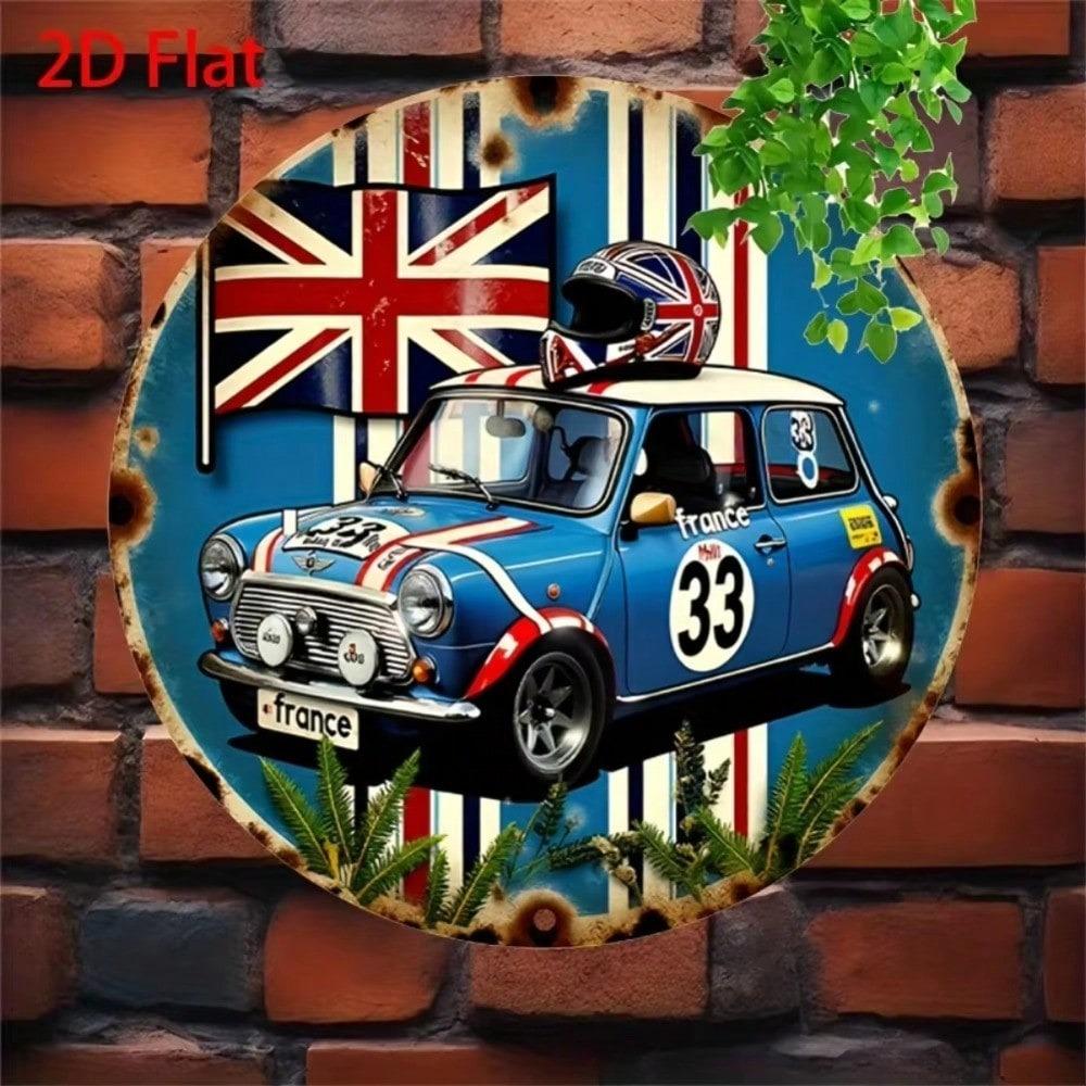 Металлический британский винтажный автомобильный гоночный Union Jack Настенное искусство Алюминиевый жестяной знак Декор Мужской берлоги