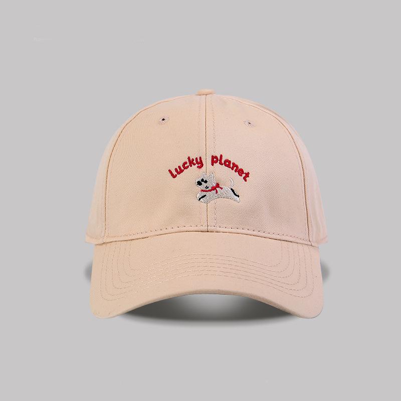 Вышивка щенок бейсболка женская весна новая универсальная защита от солнца большой обхват головы делающая лицо меньше козырек мужской тренд
