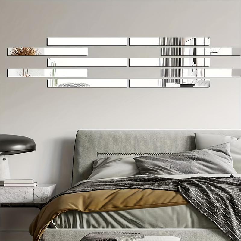 10 шт., длинная полоса, самоклеящаяся акриловая зеркальная рамка, декоративные линии, настенные наклейки