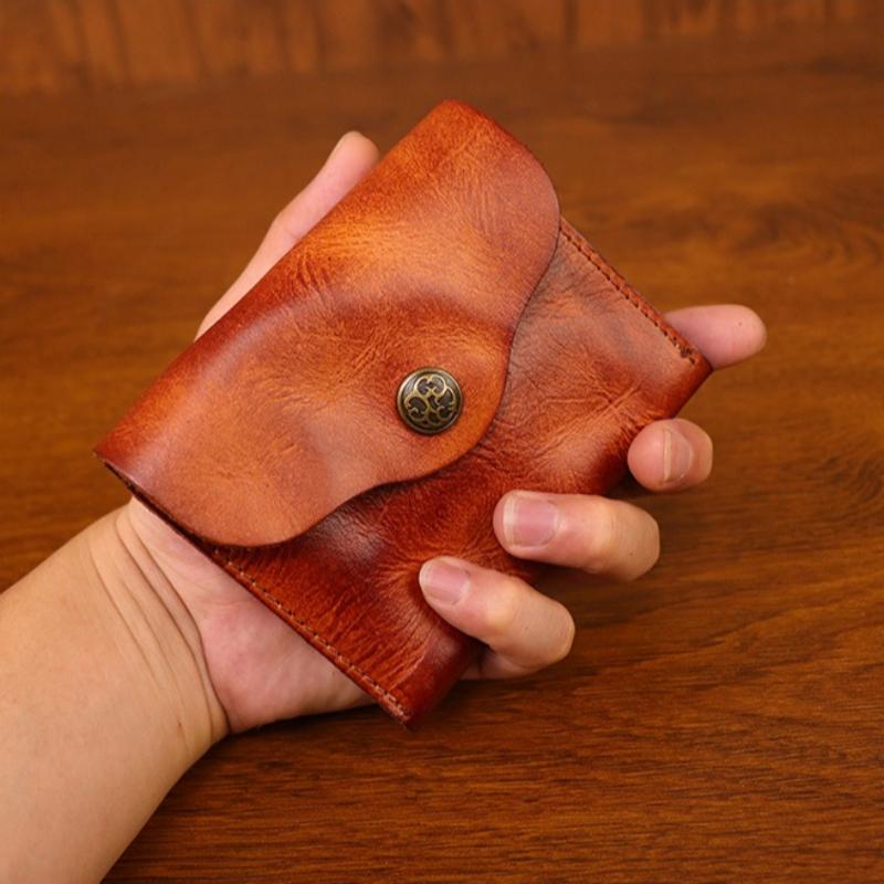 Distressed Leather Business Card Holder, Credit Cards Wallet for Men Slim Compact Vintage Card Holder Minimalist Card Organizer