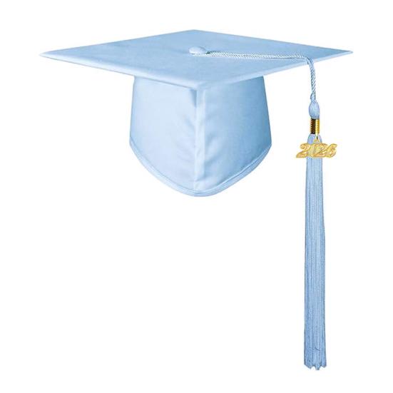 Унисекс Матовая академическая шапочка с кисточкой-шармом 2026 года Взрослые Поздравляем Выпускной аксессуар для средней школы Бакалавр Магистр