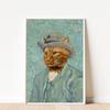 Cat With Pearl Earring Print Mona Lisa Cat Classic Art Cat Poster Renaissance Style Wall Art Parody Cat Canvas Painting Decor