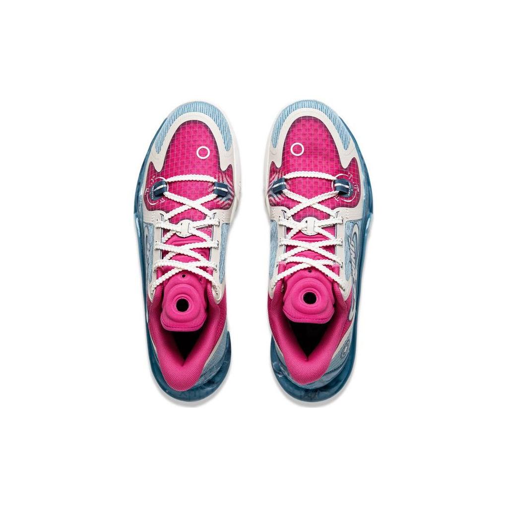 Li Ning Sonic 11 Astro-S2 Fabric Synthetic Leather Shock Absorption Non-Slip Wear-Resistant Low-Top Basketball Shoes Men Sneaker Blue Pink ABAT021-7