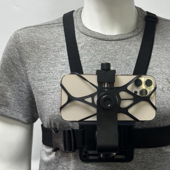 Phone Mount Holder Chest Strap Action Camera Bracket Adjustable Easy To Install 360-Degree Rotation Phone Clip Chest Strap Kit