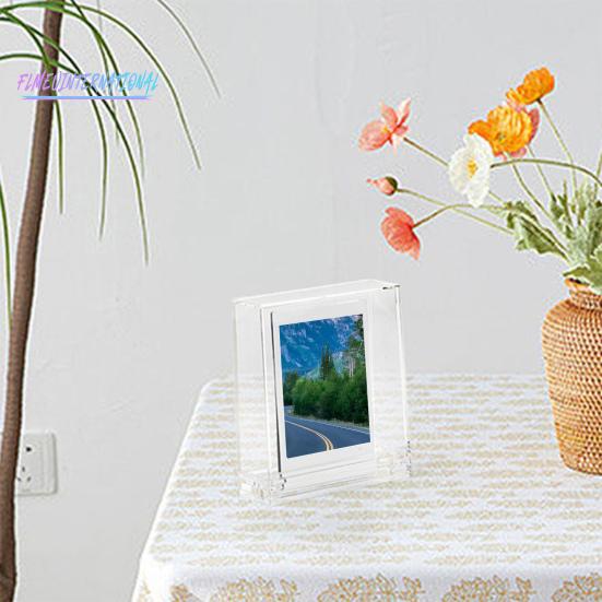 Прозрачная фоторамка, двусторонняя, видимая, пылезащитная, с пазом на основании, сверхмощная настольная 3-дюймовая рамка для мгновенного отображения фотографий с камеры