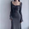 Elegant Hot Girl Long-Sleeved Dress - 2024 Spring/Autumn Collection: High-End, Slim Waist, Pure Desire Style for Women