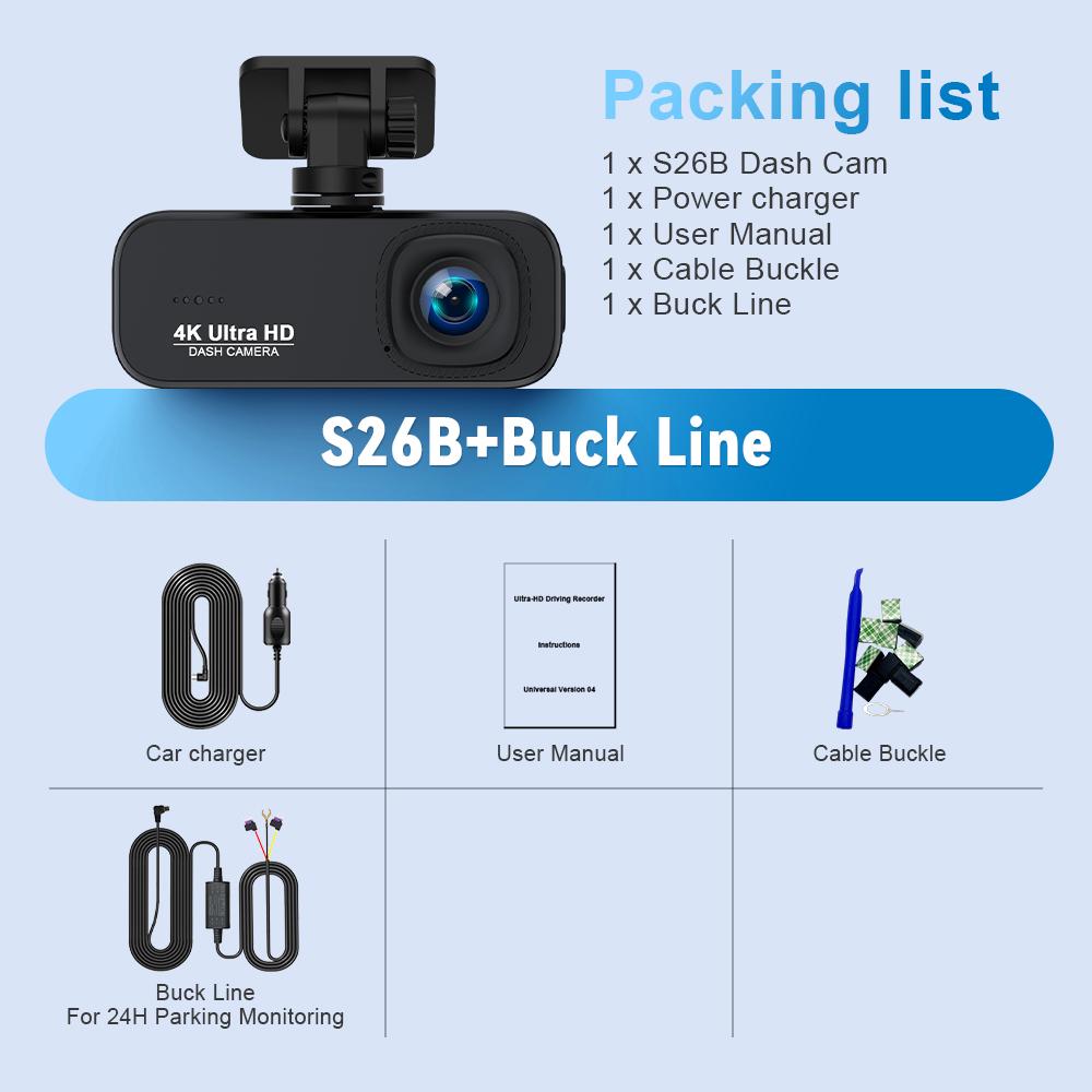 Soam Dash Cam Front and Rear 4K/1080P,Dash Camera for Cars Build in WiFi,24H Parking Mode,Night Vision,WDR,170°,G-Sensor,App