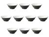 Set of 10 Black Sea Bowls with High Base X Ramen Bowls by Setomonohonpo 6.8" [21 8.5cm]