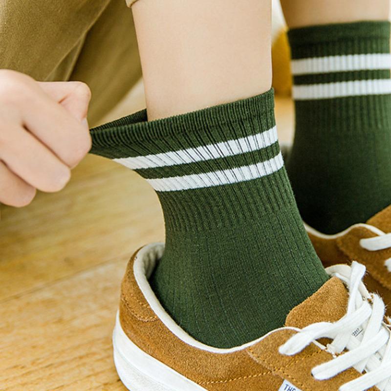 1 пара хлопковых спортивных носков, спортивные классические полосатые носки-трубы, уличные носки в студенческом стиле