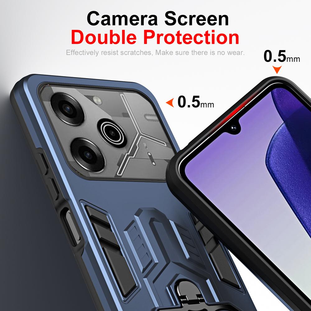 KEYSION Shockproof Armor Case for TECNO POVA 6 6 Pro 5G Soft Silicone+PC Metal Ring Stand Phone Back Cover for TECNO Pova 6 Pro