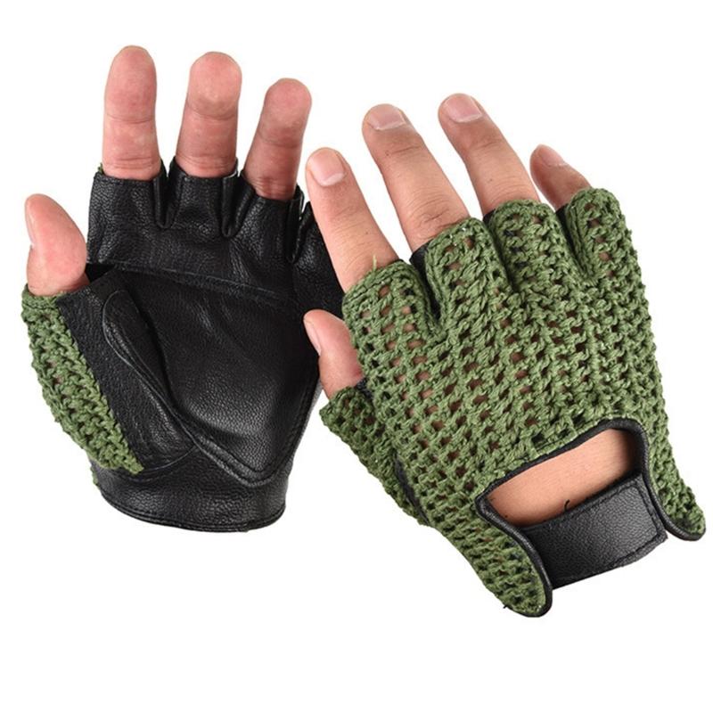 1 пара мужских шерстяных кожаных перчаток с открытыми пальцами, фитнес-варежки, велосипедные уличные перчатки для уличной езды на велосипеде и фитнеса
