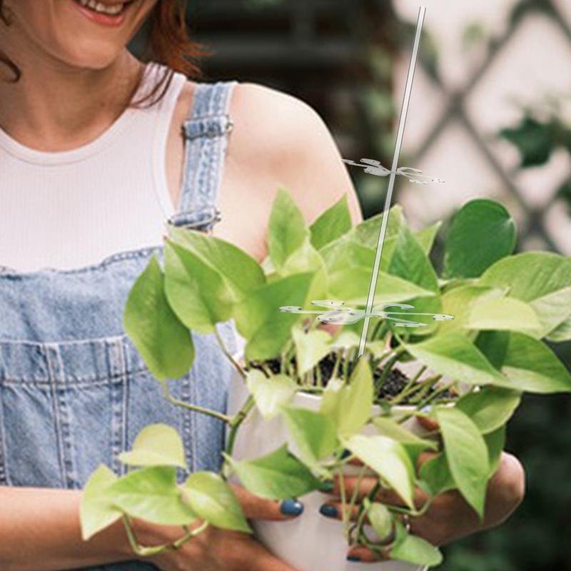 Plant Support Stake Transparent Potted Plants Support Stick With Hook Clips Indoor Outdoor Plant Supporting Stakes For Patio
