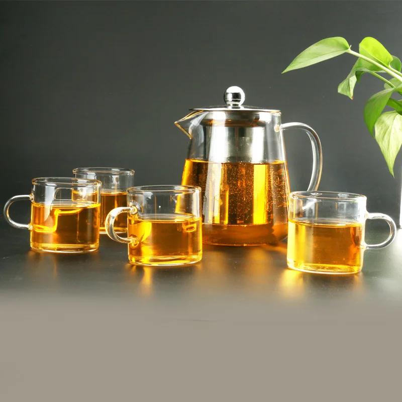 Термостойкий стеклянный чайник с заварочным устройством из нержавеющей стали, контейнер с подогревом, чайник, хороший прозрачный чайник, квадратные корзины с фильтром