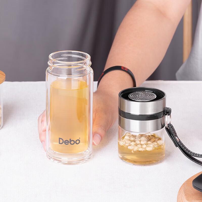 Стеклянная чайная бутылка Debo с двойными стенками и ситечком