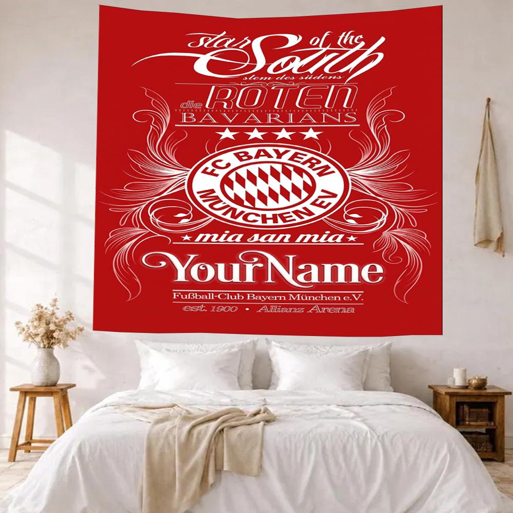Fuballclub Bayern Mnchen Ev Custom Your Name Wall Decor Tapestry Art For Pet Memorial Birthdaywedding Party Backdrop Family Gift