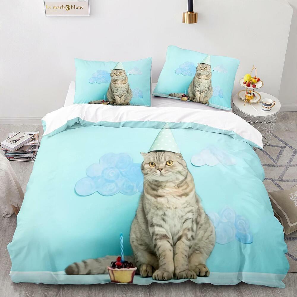 3D Pet Cat Комплект постельного белья King Queen Кровать Чехол Наволочка 2/3 шт Милые животные Мягкий чехол Подарок Односпальная кровать Двуспальная кровать
