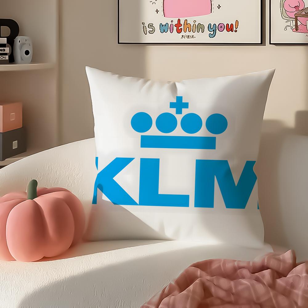 Netherlands Klm RRoyal Dutch Airlines Cushion Cover Pillowcase Short Plush Invisible zipper Room Sofa Cushion Cover