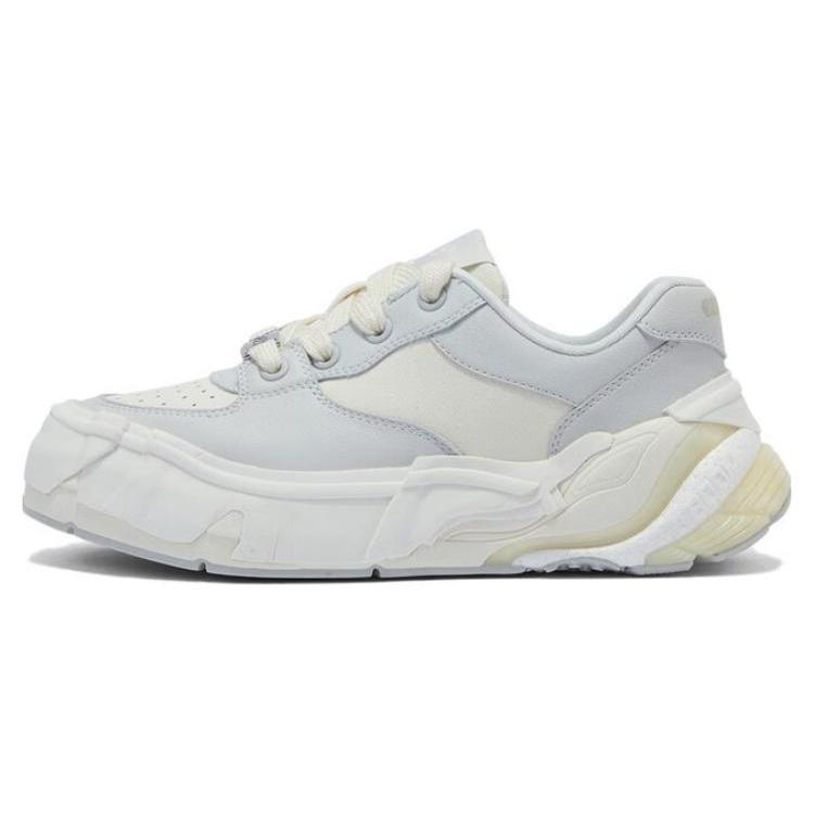 Li Ning Wuji BR Дышащие Низкие Повседневные Кроссовки для Увеличения Роста Женские Цвет Экрю AZGT084-2
