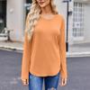 Women's Fashion Solid Color Round Neck Long Sleeve T-shirt Casual Autumn Tops