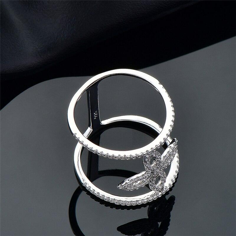 Женское кольцо из стерлингового серебра 925 пробы с цветочными линиями и кристаллами циркона Micro Pave, модное вечернее кольцо для женщин, изящные ювелирные изделия в европейском стиле