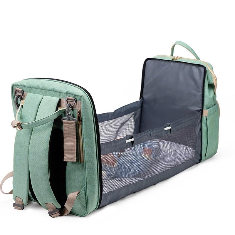 2in1 Travel Portable Large Capacity Mommy Backpack Folding Crib Bag  Organizer