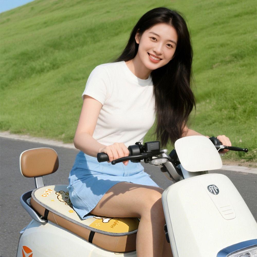Cartoon E-bike Foldable Seat Cushion Water-proof Heat Shield Cushion Motorcycle Use