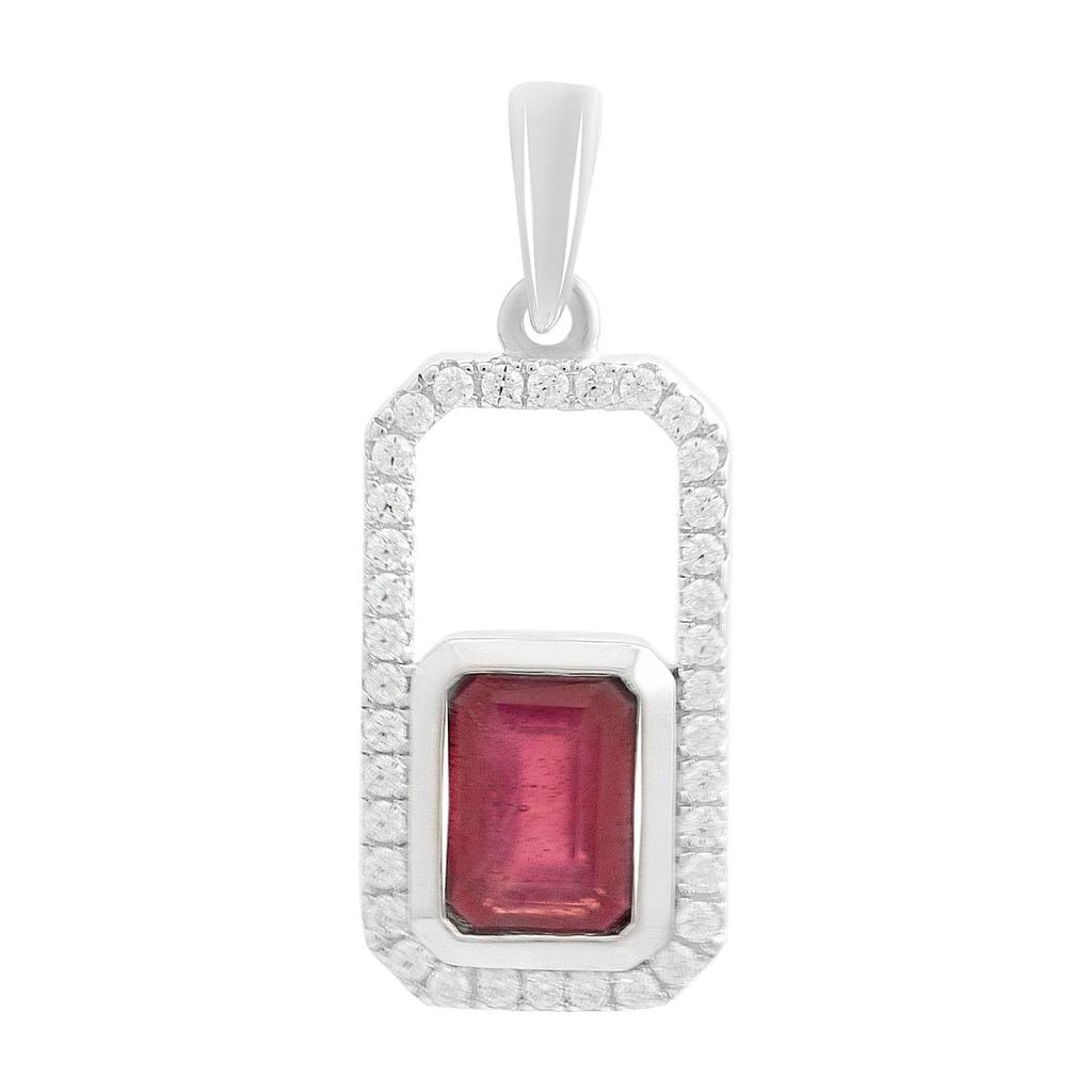 Серебряная подвеска с рубином 1.736ct, фианитами (2205227)