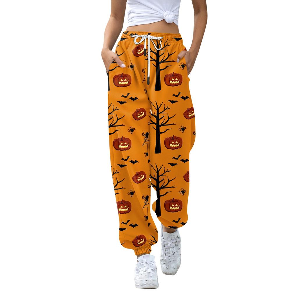 Women's Casual Pants Print High Waist Drawstring Sweatpants With Pockets