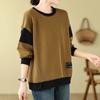 Хлопковый свитшот, женский осенне-зимний свободный удобный пуловер с круглым вырезом, повседневный мягкий пуловер с длинными рукавами
