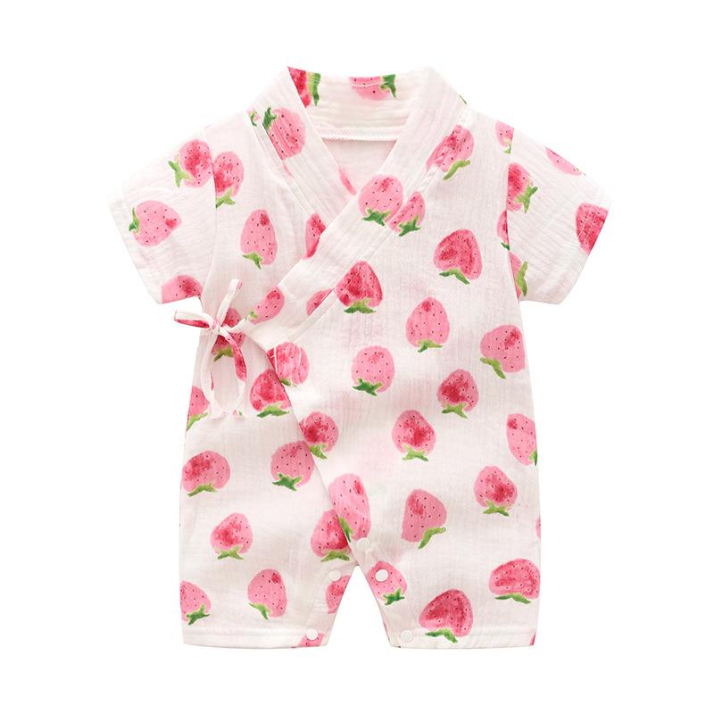 KIDDIEZOOM Infant Boy Girl Cute Print Short Sleeves Soft and Breathable Crepe Print Bodysuitfor Summer