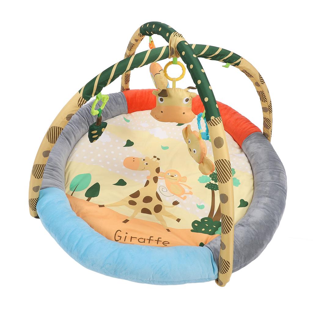 Плюшевый детский гимнастический коврик с мягким хлопковым наполнителем, дышащий, круглой формы, с приподнятым краем, коврик для занятий на животе