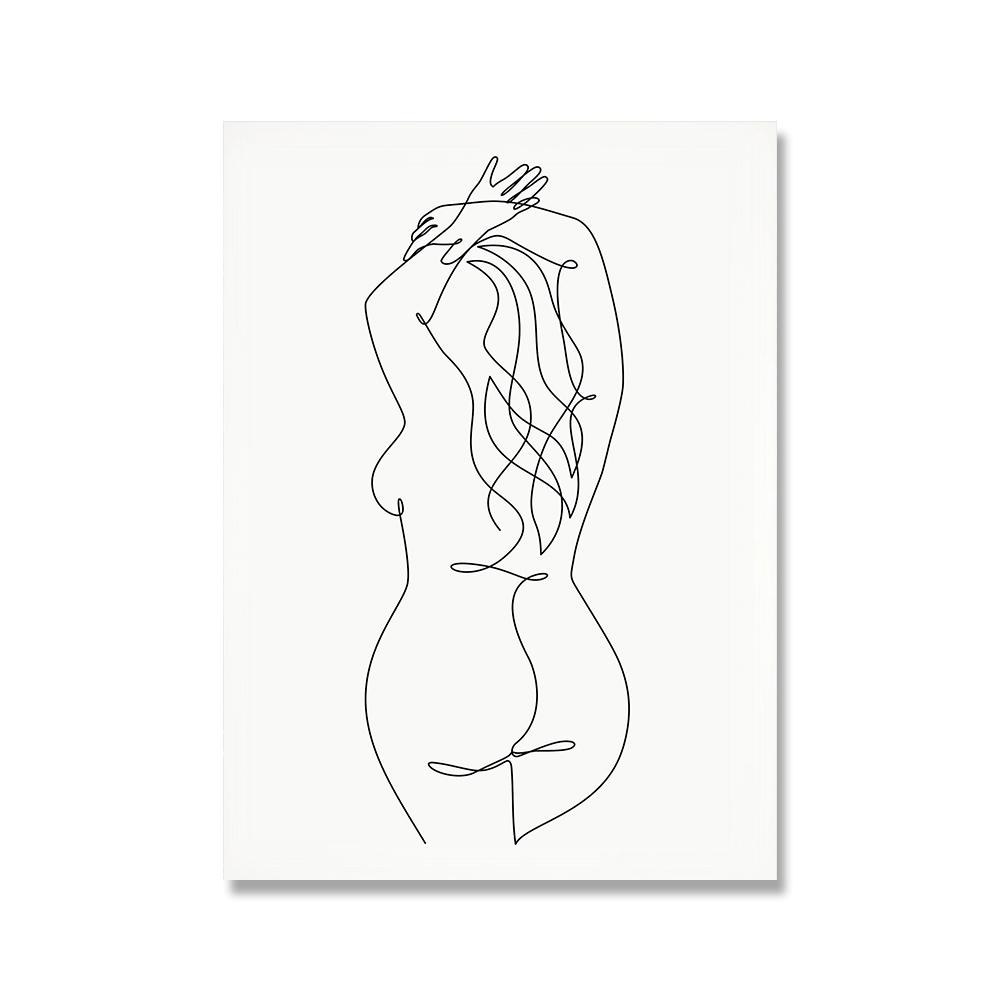 Naked Female Body Positive Art Curvy Drawing Posters  Minimalist Wall Art Canvas Print Painting Nude Woman Decorative Pictures