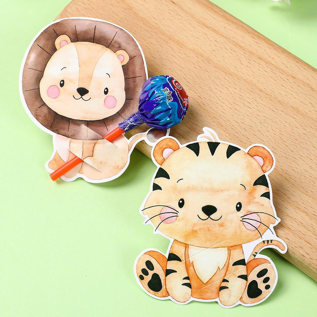 Джунгли Животные Леденец Бумажные открытки День рождения Baby Shower Украшения для детей Леденец Бумажные открытки День рождения Товары для вечеринки