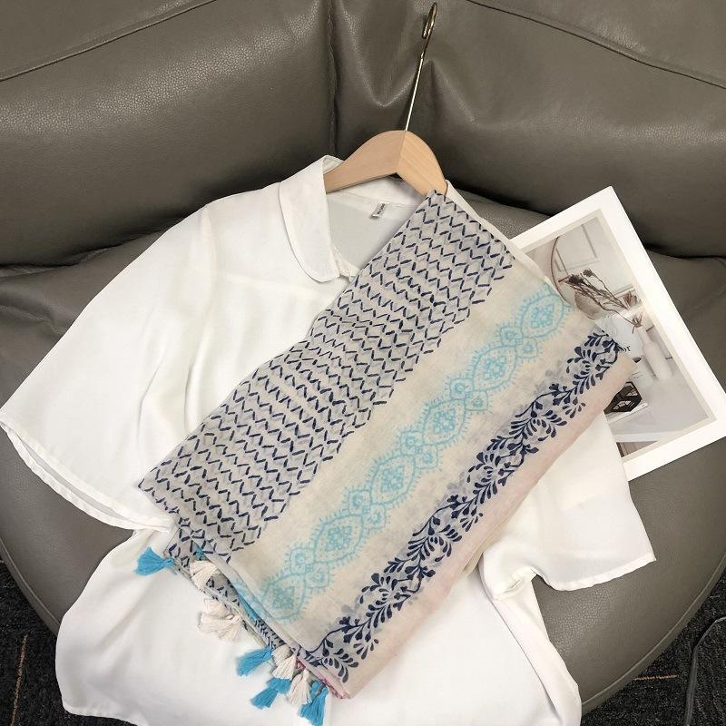 Fashion Luxury Brand Ombre Big Floral Tassel Viscose Shawl Scarf Lady Soft Thin Beach Wrap Pashmina Stole Bufandas Muslim Hijab