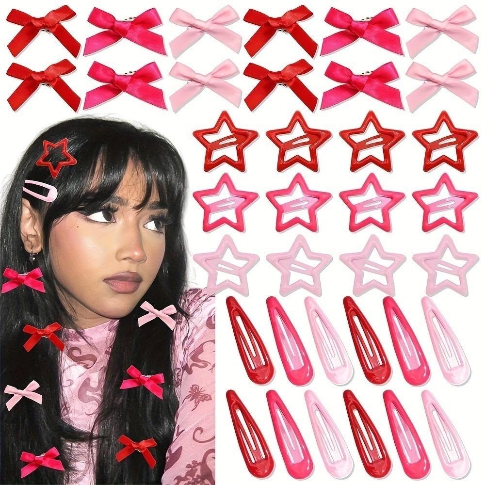 20/36Pcs Mini Bow Hair Clip Colorful Waterdrop Hair Clips New Ribbon Barrette Women's Girls