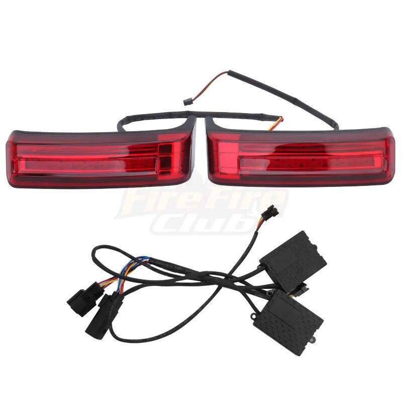 2xMotorcycle LED SaddleBag Turn Lamp Light Run Brake Light For Harley Touring Street Glide Road King FLHR Limited CVO 1997-2013