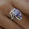 Роскошные кольца с синими кристаллами в виде цветов для женщин, элегантные аксессуары для помолвки с кубическим цирконием
