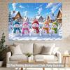 1 piece of 2D flat background fabric a banner featuring five happy snowmen in a snowy scene suitable for room decorationZL
